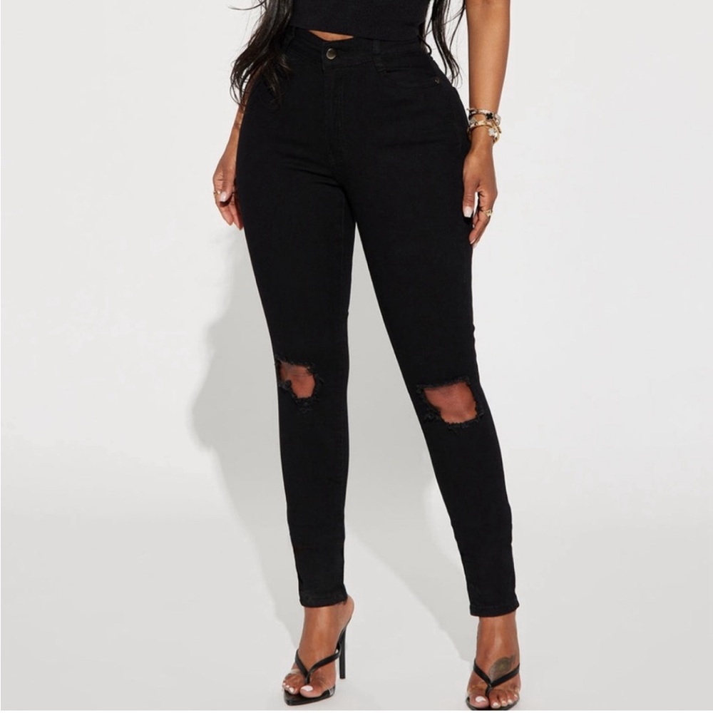 Fashion Nova KanCan Black Skinny Ripped Jeans